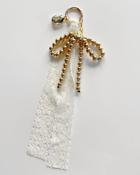 Y2K Metal Beads Keychain (Gold)